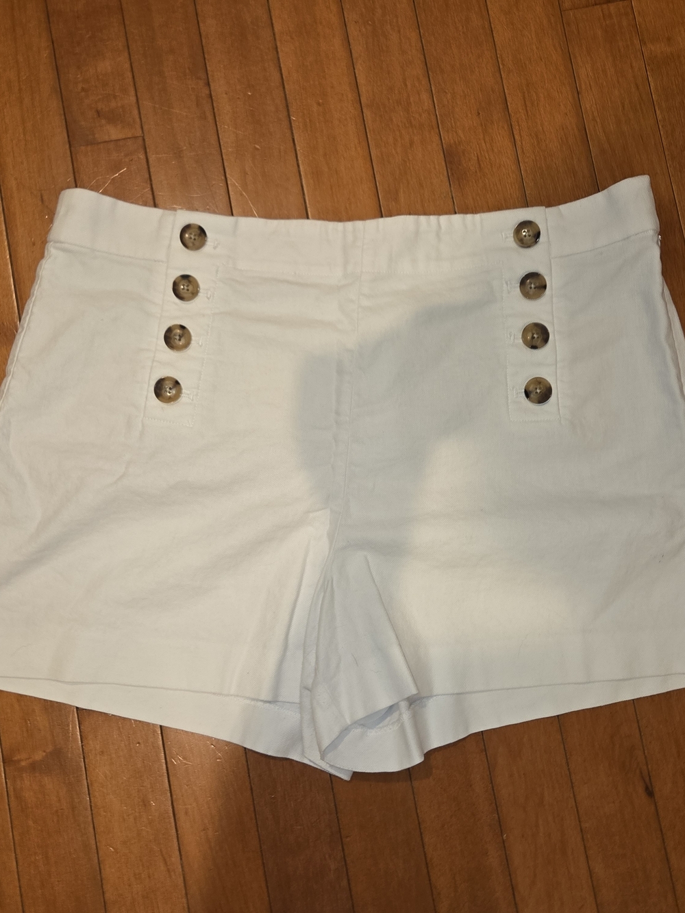 LOFT White Nautical Button High-Rise Bermuda Shorts